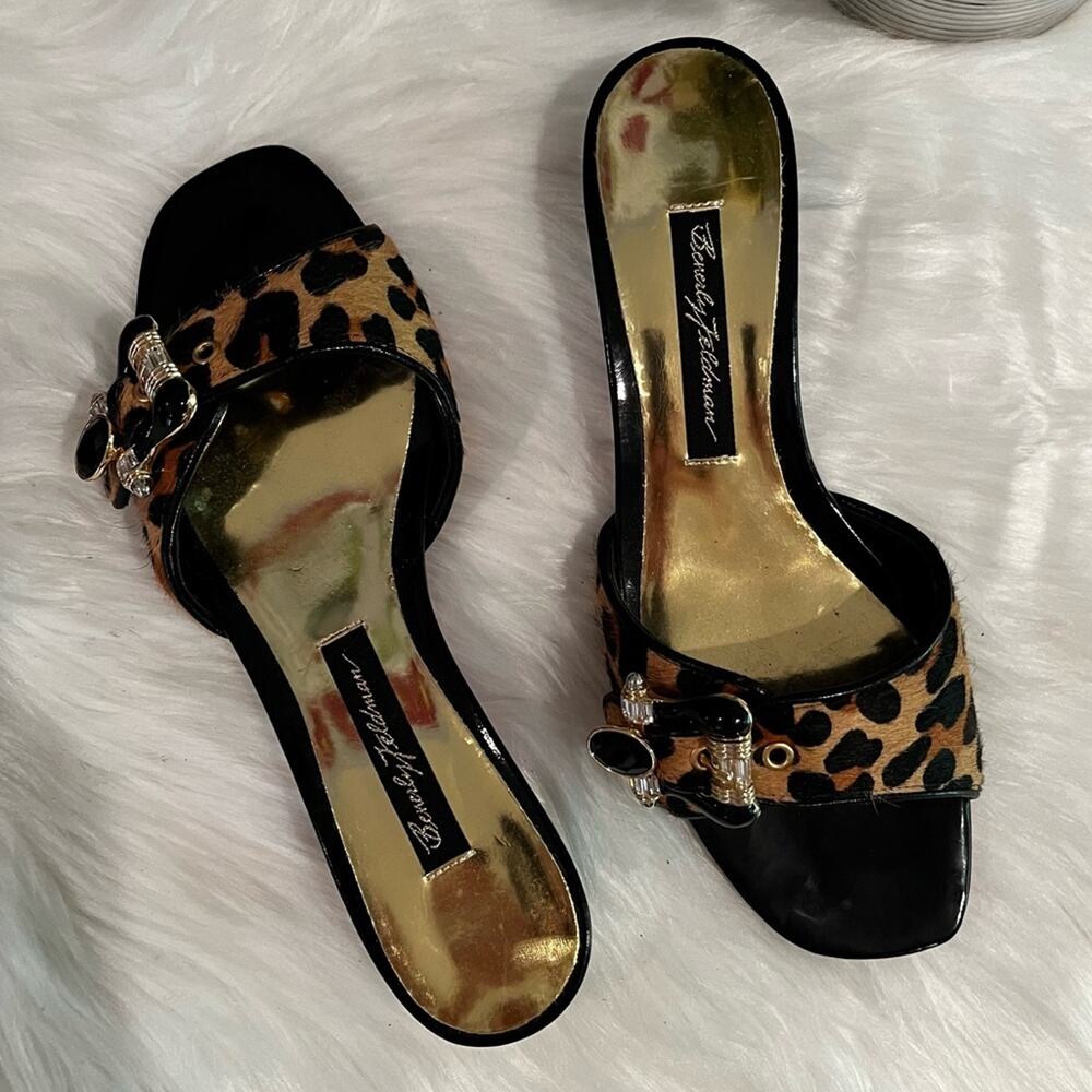 NEW Vintage Beverly Feldman Hair Calf Jeweled Slide Buckle Sandals Sz 5.5 NWOB - Picture 5 of 12